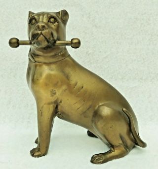Vintage 6.  5 " Solid Brass Bronze Boxer Dog W/ Toy Statue Sculpture Figurine 5562