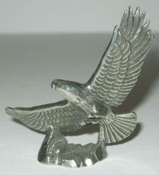 Vintage Pewter Bald Eagle Bird Figurine Miniature Kirk Stieff Signed