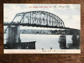 Bridge Little Rock Ar Arkansas River Argenta Early Postcard