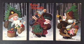 Tuck Santa Claus Postcards (3) Santa In The Woods Series 330 - Cute,  Different