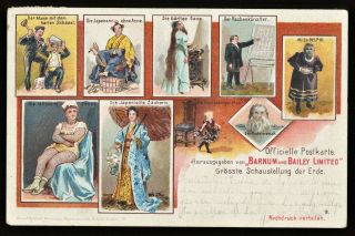 1903 Barnum & Bailey Circus Side Show Acts Postcard