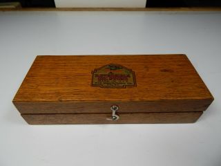 Vintage Pike Reversible Bench Oil Sharpening Stone Hardwood Box W/great Decal