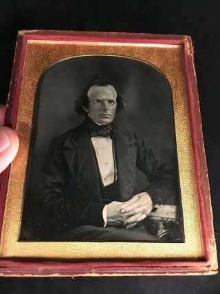 1/2 Plate Daguerreotype Of A Lawyer - Like,  Bespectacled Gent,  Full Case