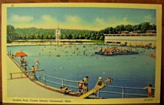 Sunlite Pool,  Coney Island,  Cincinnati,  Ohio - Vintage Linen Postcard