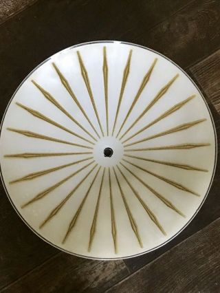 Mid Century Modern Ceiling Light Cover Gold Starburst on White 12.  5” MCM Vintage 4