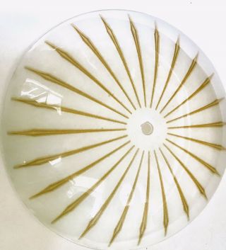 Mid Century Modern Ceiling Light Cover Gold Starburst on White 12.  5” MCM Vintage 7