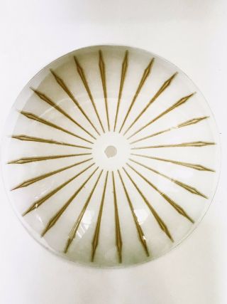 Mid Century Modern Ceiling Light Cover Gold Starburst on White 12.  5” MCM Vintage 8