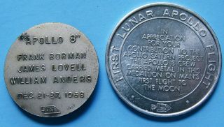 NASA COIN PAIR ' 68 vtg APOLLO 8 - Borman Lovell Anders 1st LUNAR FLIGHT - 1.  25 