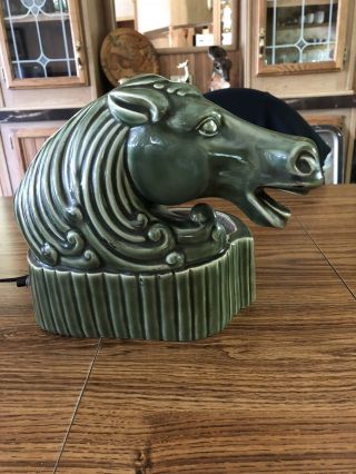 Vintage Ceramic Green Horse Tv Lamp