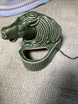 Vintage Ceramic Green Horse TV Lamp 4