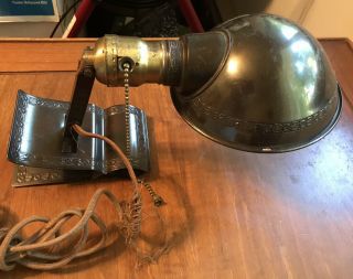 Antique Farberware Adjusto - Lite Art Deco Clip On Light Lamp Shade Steam Punk Vtg