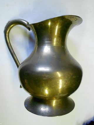 Vintage Brass Pitcher Lovely Design Solid Brass No Dents.  7 X 6 Inches.