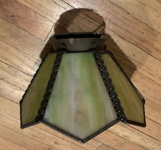 Antique Arts,  Crafts Slag Glass Shade Fitter Pendant Faries Era Lamp Light 4