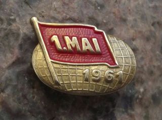 1961 Historic Romania May Day Mayday Parade Antique Metal Pin Badge