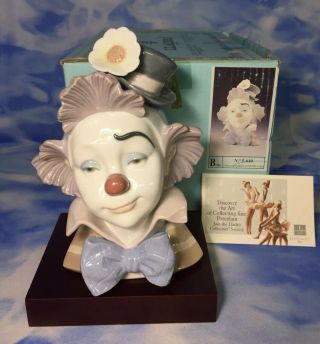 Htf Lladro Star Struck Clown Bust Glazed Porcelain Figurine 5610 Box Gvc