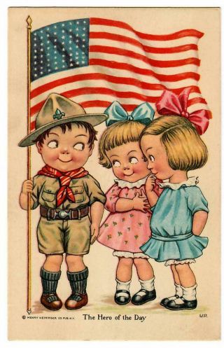 Wallace Robinson Postcard - Patriotic Boy Scout Postcard - Henry Heininger Co.