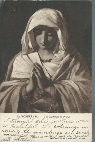1909 Sassoferrato The Madonna In Prayer Postcard National Gallery London Uk