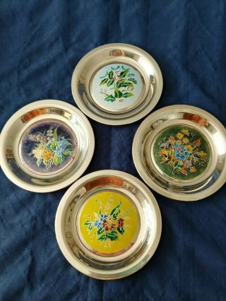 Franklin - The Four Seasons - Champleve Enameled Sterling Collector Plates