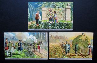 3 Rare German Postcards 1913,  1914 (2 W.  Stamps) Jubilaeumsserie Hohenzollern.