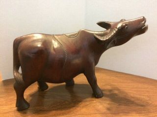 Water Buffalo - Hand Carved - Dark Wood - Detailed
