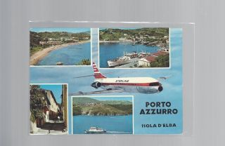 Porto Azzurro Elba Island W/steling Airways Caravelle Cont/l Postcard