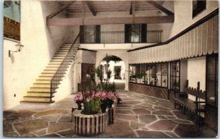 Santa Barbara,  Ca Postcard Entrance To De La Guerra Studios Hand - Colored C1940s