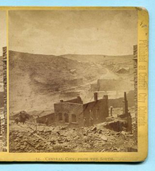 1870s Collier’s Colorado Stereoview Central City After 1874 Fire High Street