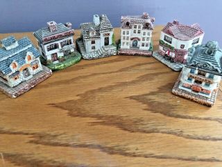 6 Vintage Ceramic Collectible Country Cottages Miniature 1994 Rga