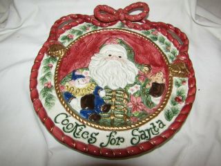 Fitz And Floyd Cookies For Santa Plate Platter Father Christmas