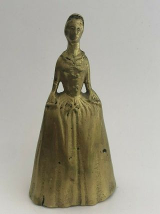 Vintage Virginia Metalcrafters Cast Brass Bell Colonial Woman 5.  25 "