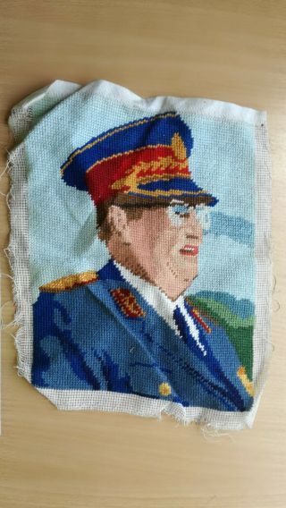 Josip Broz Tito Yugoslavia Home Decor Needlepoint Gobelin Taestry Communism `70