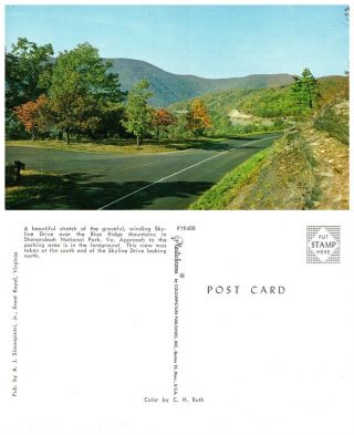Virginia Postcard Skyline Drive,  Blue Ridge Mtns,  Shenandoah National Park (a15)