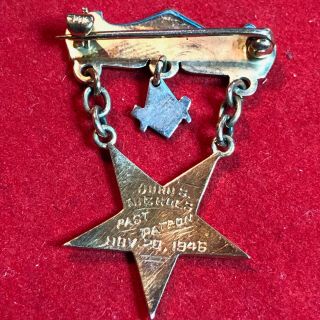 14K Vintage 1946 Masonic Order of the Eastern Star Past Patron pin. 5