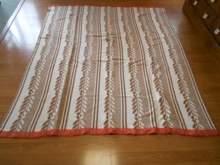 Vintage Reversible Tan & White Flower Design Camp Blanket Blanket 80 X 68 Usa