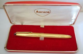 1950ca Aurora 88 Aquila Full Gold Laminated By Marcello Nizzoli,  Box - Medium Nib