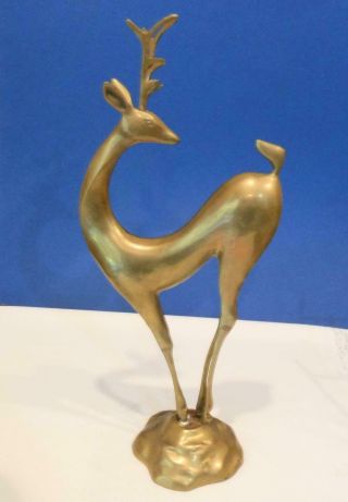 Large Vintage Solid Brass Deer/buck/stag Sculpture - 19 " Tall,  8.  25 " Long,