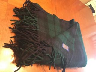 Pendleton Usa Robe In A Bag 100 Wool Plaid Throw Blanket Blue/green