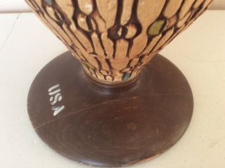 Mid Century Abstract Ceramic & Walnut Wood Vintage Table Lamp 31 1/2” 2