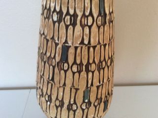 Mid Century Abstract Ceramic & Walnut Wood Vintage Table Lamp 31 1/2” 4
