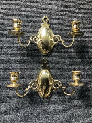Vintage Pair (2) Baldwin Brass Wall Mounted Candle Holder Two Arm