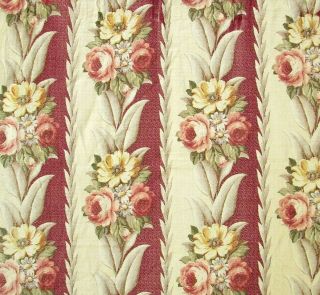 68x41 Vintage Floral Barkcloth Pink Yellow Roses Vat Print Glen Court As - Is