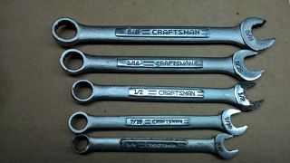 Craftsman Usa Combination Wrench Set Sae,  Vv Series 3/8,  7/16,  1/2,  9/16,  5/8