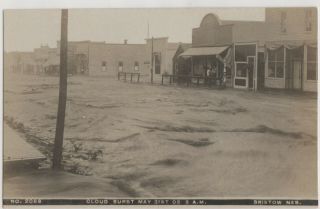 Main Street Flood,  May 31 1905 5am,  Bristow,  Boyd County,  Ne,  Nebraska Vtg Rppc