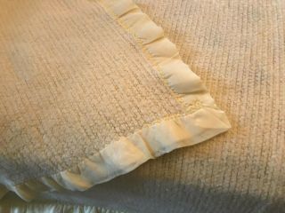 Vintage Butter Yellow Thermal Waffle Weave Acrylic Blanket Nylon Trim 78 " X 106 "