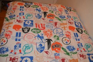 Vintage Handmade Nfl Teams With Old Logos Quilted Twin Blanket