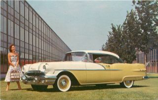 1956 Automobile Advertising Postcard Pontiac 860 Two - Door Catalina Grey & Gold