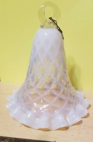 Opalescent Glass Smoke Bell Shade For Victorian Hanging Oil Kerosene Lamp