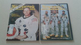2 Newsweek Magazines 1967 & 1969 Apollo 11 Neil Armstrong Astronauts Space