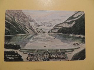 Lake Louise Chalet Hotel Canadian Pacific Rail Alberta Canada Vintage Postcard
