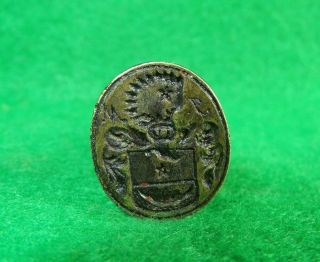 Antique 18th Century Nobility Man In The Moon Stars Brass Wax Seal Stamp